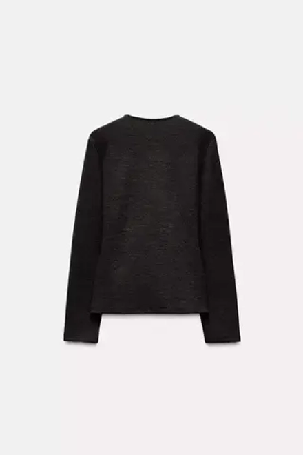 ZARA КАРДИГАН ИЗ МЯГКОЙ ТКАНИ С ПУГОВИЦАМИ, ЧЕРНЫЙ С МЕЛАНЖЕВЫМ ЭФФЕКТОМ