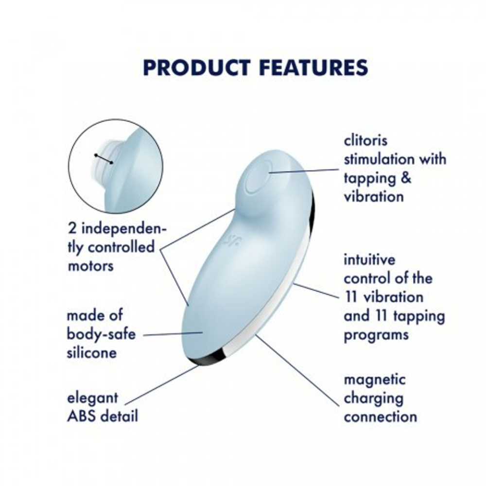 Клиторальный стимулятор с вибрацией Satisfyer Tap&Climax 2 голубой