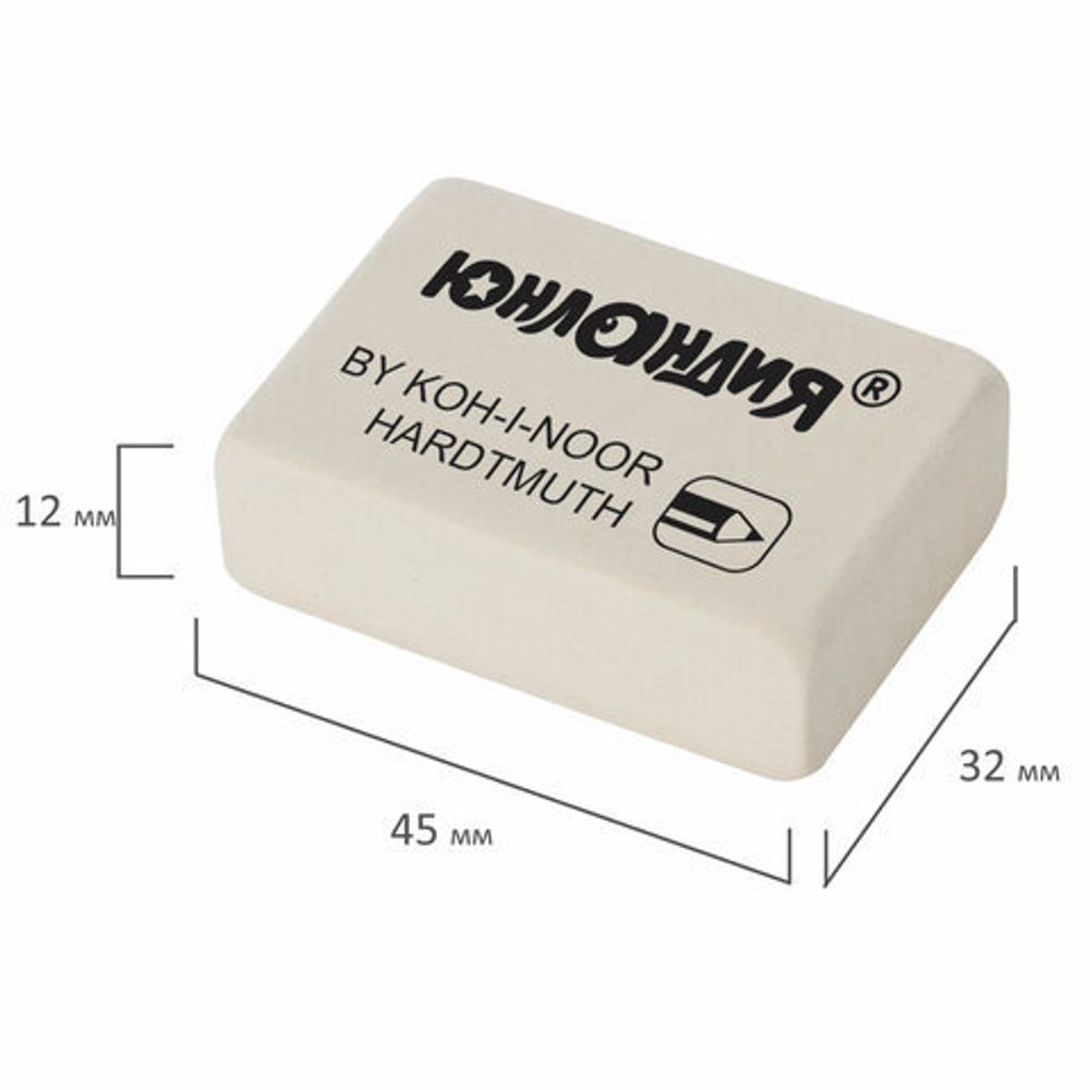 Ластик ЮНЛАНДИЯ (KOH-I-NOOR EXCLUSIVE) 300/20, 45х32х12 мм, белый, прямоугольный, 228698, 0300020052KD