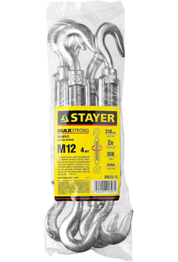 STAYER DIN 1480, М12, 4 шт, талреп крюк-крюк (30525-12)