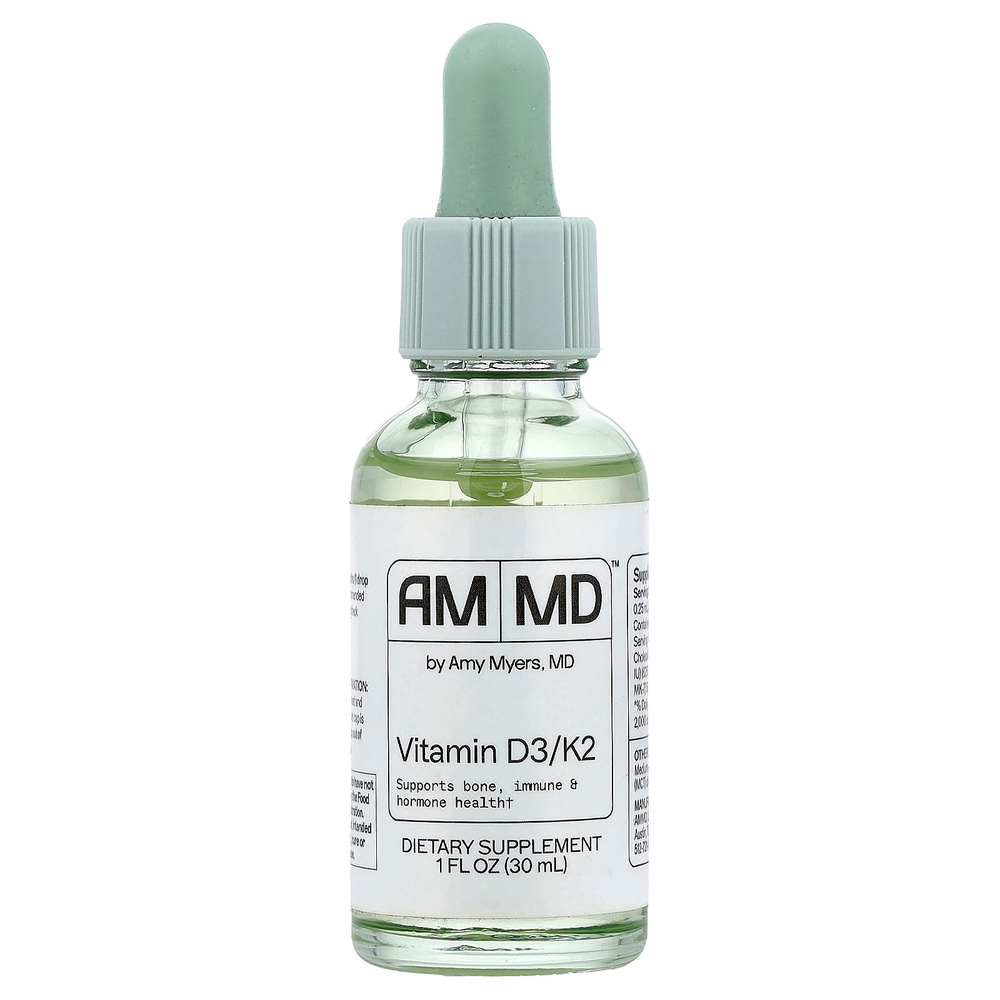 Amy Myers MD, витамины D3 и K2, 30 мл (1 жидк. унция)