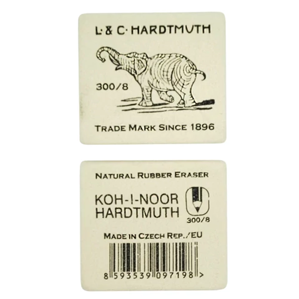 Ластик KOH-I-NOOR "Слон" 300/08, 54х48х16 мм, белый, прямоугольный, натуральный каучук, 0300008005KDRU
