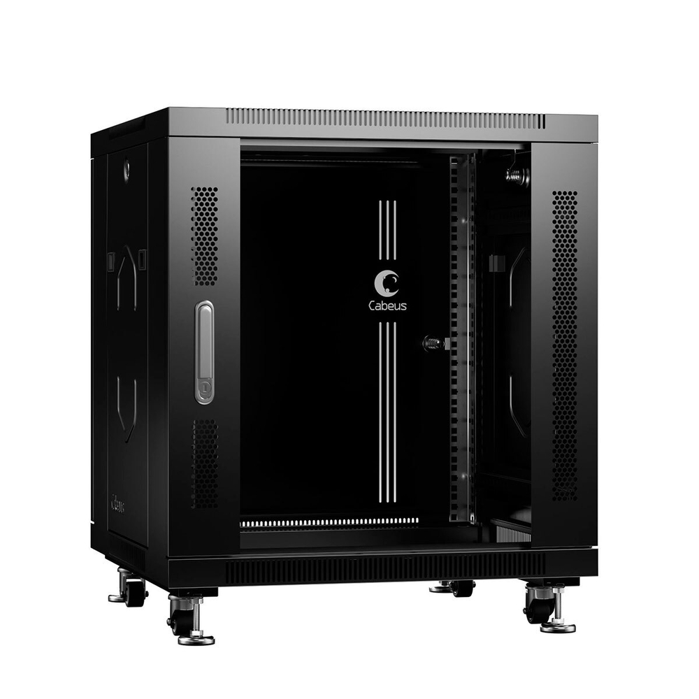 Шкаф напольный 19", 12U Cabeus SH-05C-12U60/60-BK