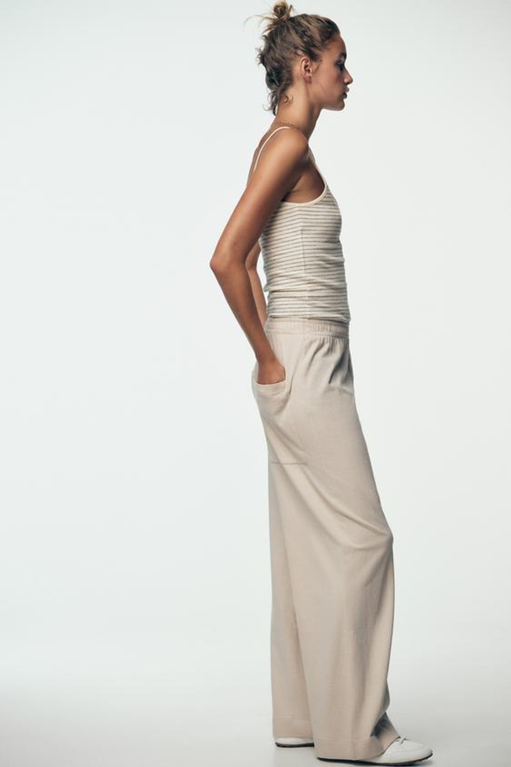 ZARA ПРЯМЫЕ БРЮКИ В СТИЛЕ РУСТИК, ПЕСОЧНЫЙ