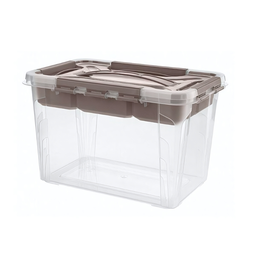 Ящик универсальный с замками и вставкой- органайзером "grand box", 290х190х180мм, 6,65л (коричневый)