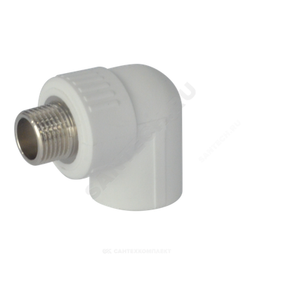 Угольник PP-R комбинированный белый Дн 32х1"х90гр НР ZFPCL