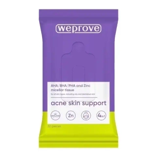 Салфетки для лица мицеллярные с кислотами и цинком WEPROVE With Acids & Zinc Micellar Tissues 30 шт