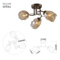 Люстра Rivoli Bruna 9130-303 3 х Е27 40 Вт модерн | Rivoli
