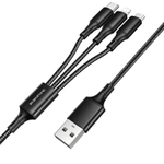 Кабель USB BOROFONE BX50 3 в 1 для iPhone/Micro/Type C (черный) 1m