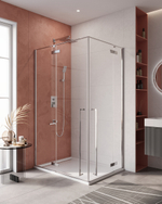 Душевой уголок Cezares LINER-AH-2-120/90-C-Cr-L, 120х90х195, левосторонний, профиль хром, стекло прозрачное