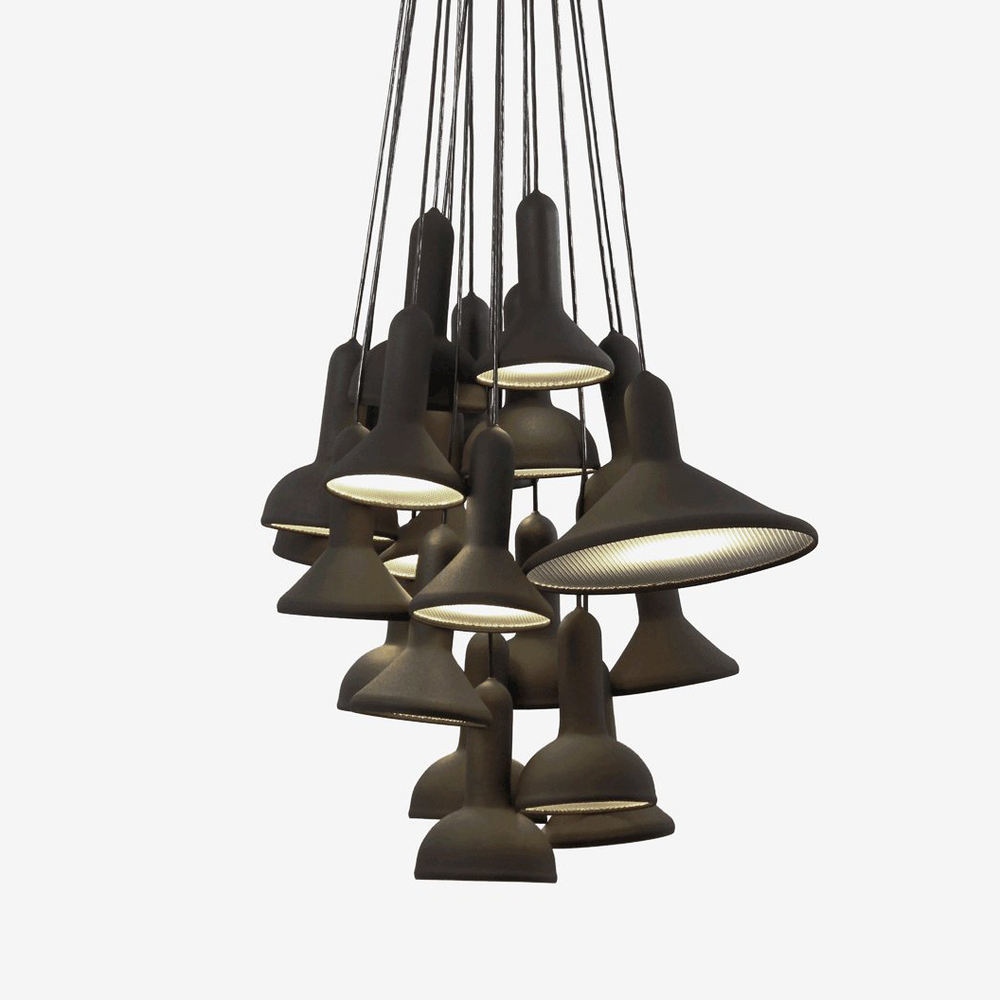 Pendant design lamp  TORCH by Sylvain Willenz (Black,  20 lampshades)
