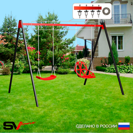 Уличные качели Sv Sport УК169П2 (3.0м/"Лодочка"/Со спинкой/Подвесы на подш 2к)