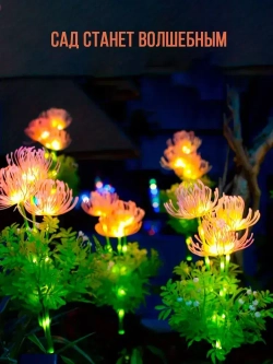 2шт. Декоративный садовый уличный светильник на солнечной батарее "Фонарик Розовые Цветы"