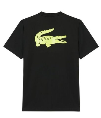 Мужская теннисная футболка Lacoste Ultra Dry Printed Tennis - black/flashy yellow