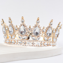 Декоративная корона на торт, золото (Белые камни)