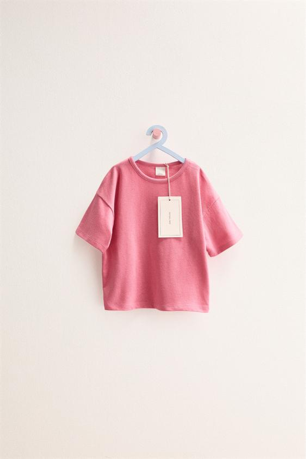 ZARA TIMELESS - ОДНОТОННАЯ ФУТБОЛКА ИЗ ХЛОПКА И ЛЬНА, ЯРКО-РОЗОВЫЙ