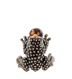 AM- 099 Кольцо «Лягушка» (латунь, янтарь)