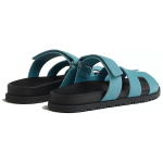 Hermes Goatskin round toe open Toe Slippers Women's Blue, H222297Z 6H3