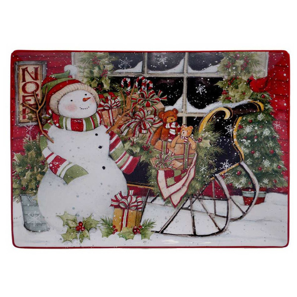 Блюдо прямоугольное Certified Int. Сани снеговика 36х25см