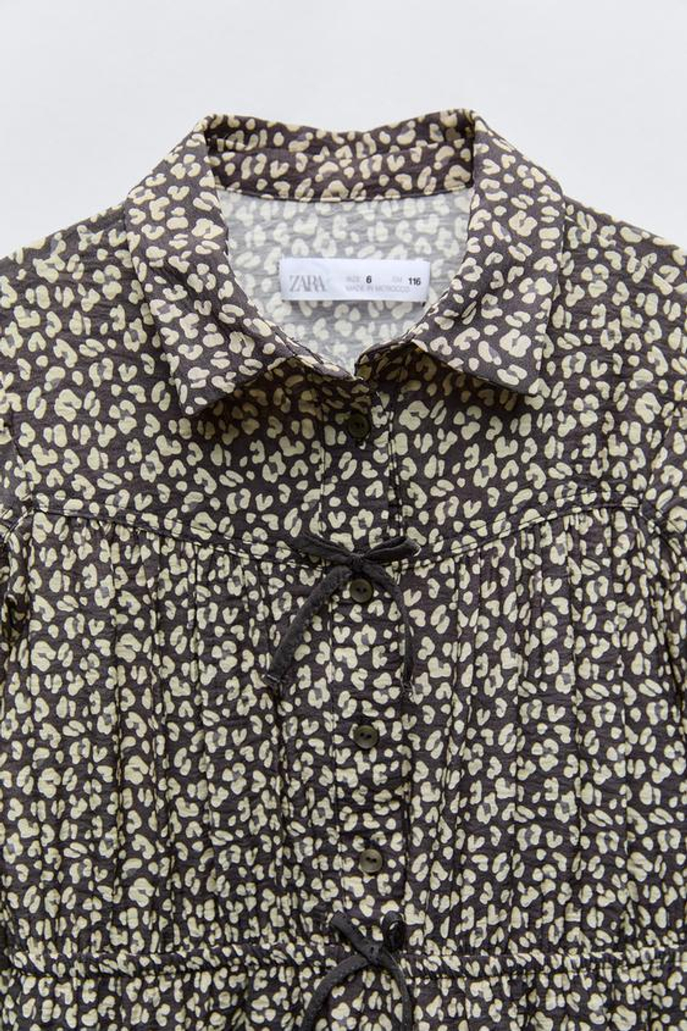 ZARA ПЛАТЬЕ-РУБАШКА С ЛЕОПАРДОВЫМ ПРИНТОМ, АНТРАЦИТОВО-СЕРЫЙ