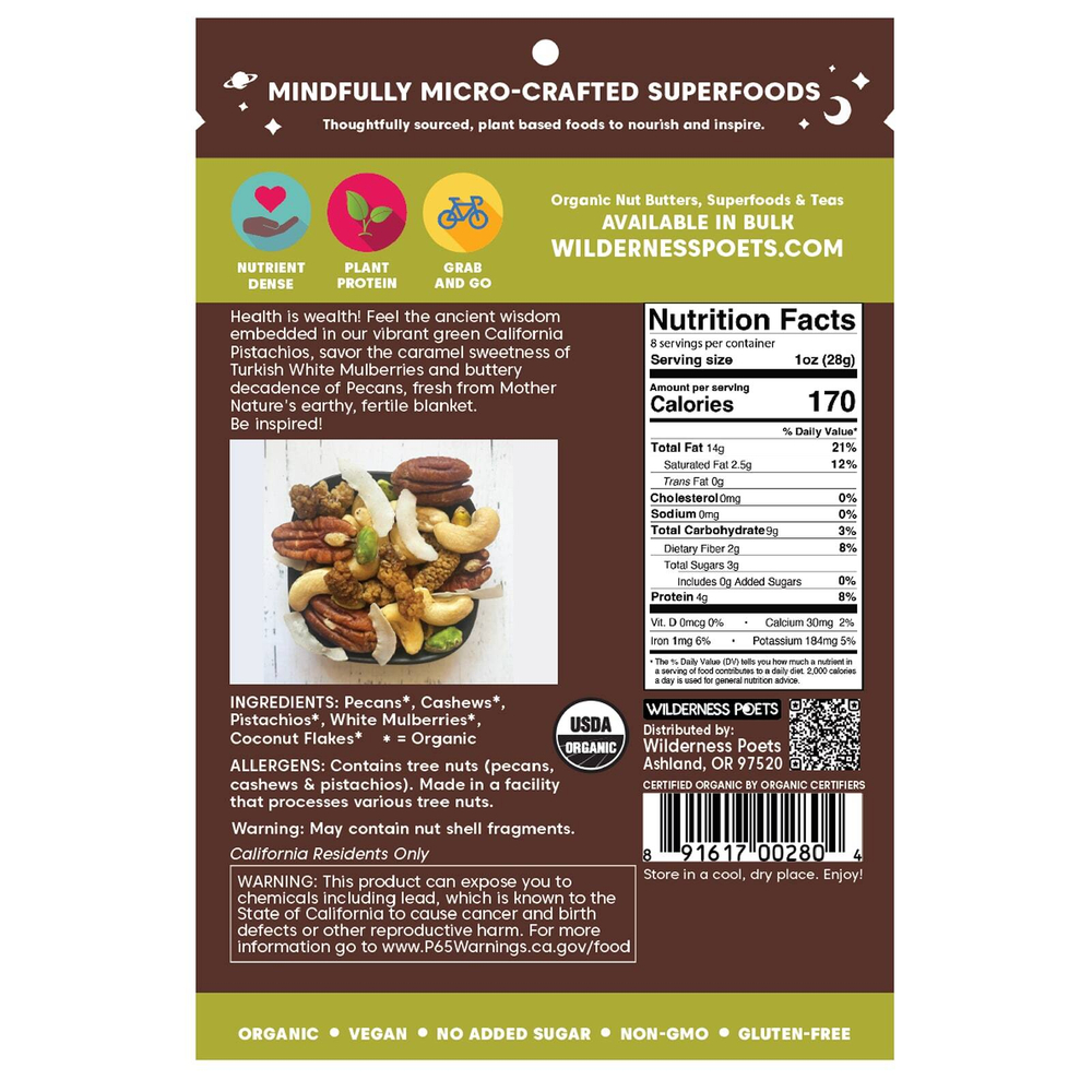Wilderness Poets, Organic Wild Mix, смесь Delight Trail, 226 г (8 унций)