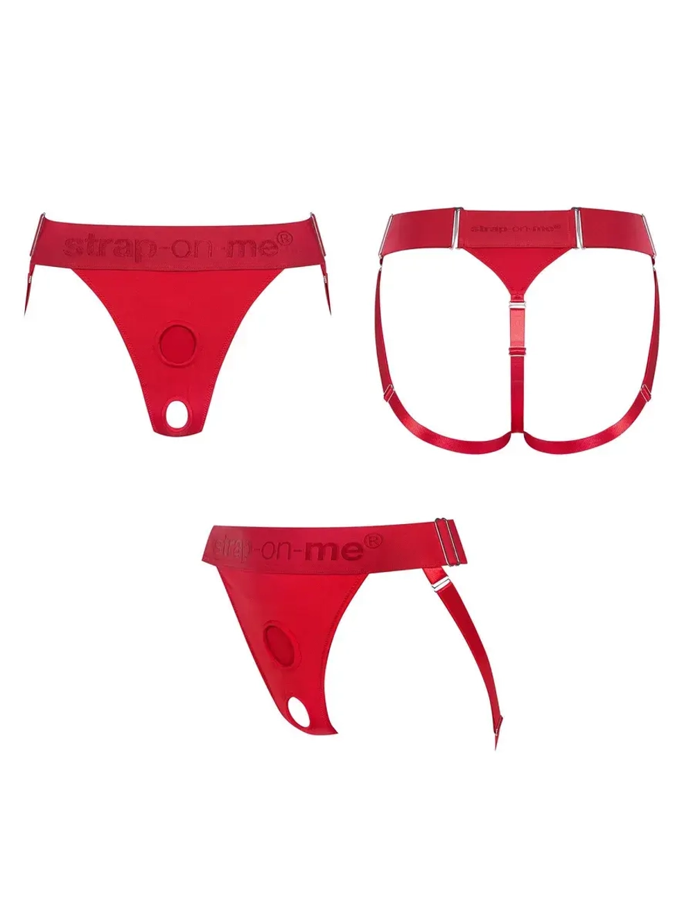 Трусики для страпона Strap-on-me HARNAIS LINGERIE UNIQUE, One Size, красный