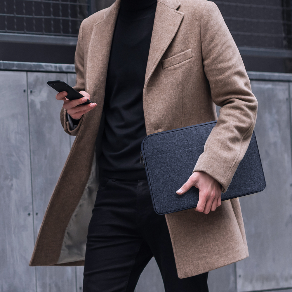 Легкая горизонтальная сумка чехол темно-синего цвета (Navy Blue) для ноутбука или планшета размером от 15.5 до 16 дюймов, серия LBDB Series