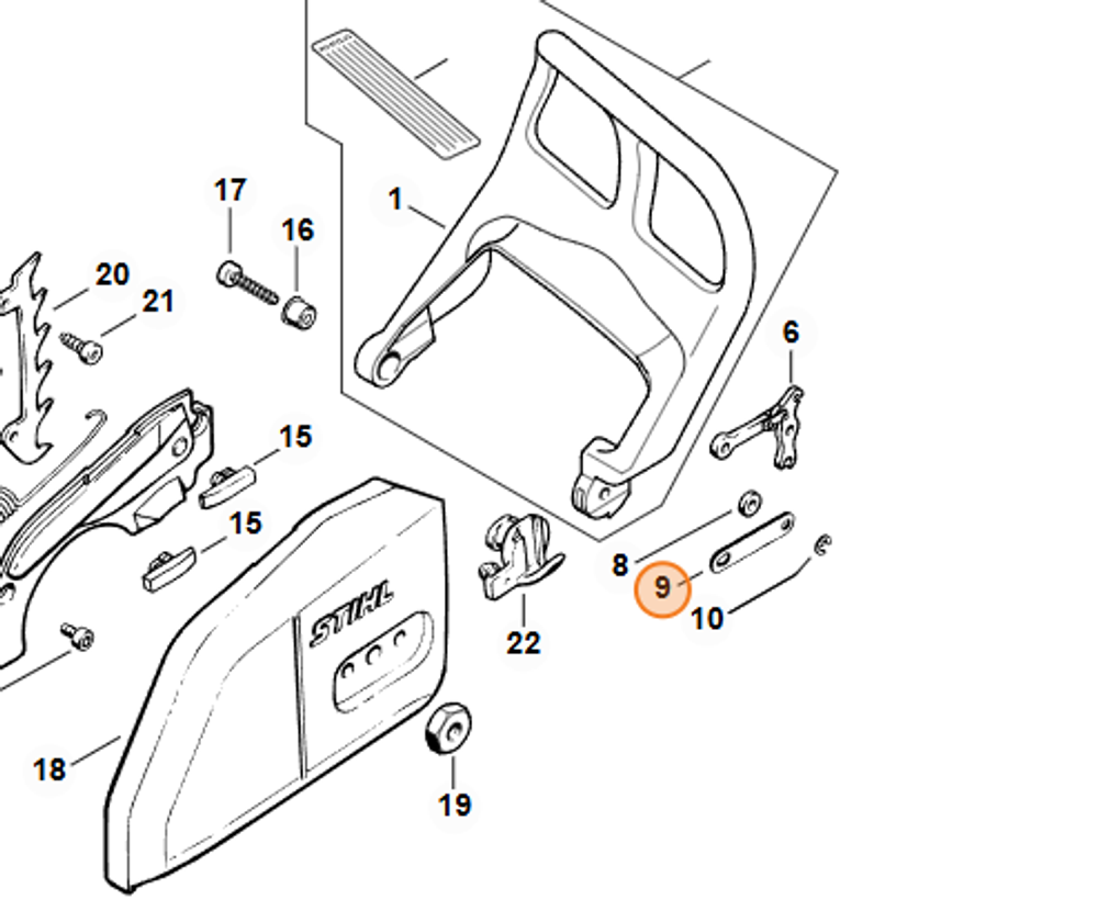 Накладка для бензопилы STIHL MS 180, 210, 230, 250. арт.PJ18042 FARMERTEC (STIHL 1123 162 5800)