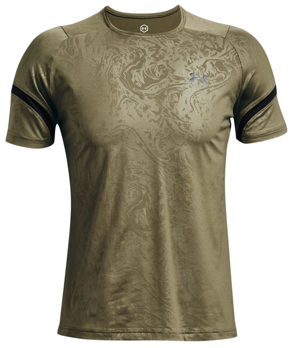 Футболка мужская теннисная Under Armour Men's Rush 2.0 Emboss Short Sleeve - tent/baroque green