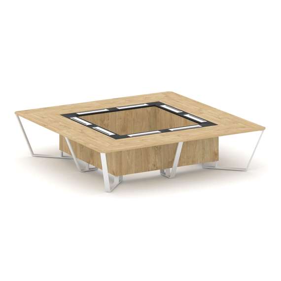 Steel Meet Стол переговорный квадратный KMK-PR.B.SP-16K Тиквуд Светлый/Графит Глянец/Металл Белый 32