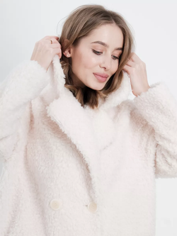 Шуба из овечьей шерсти, жемчужная, SilverFox
