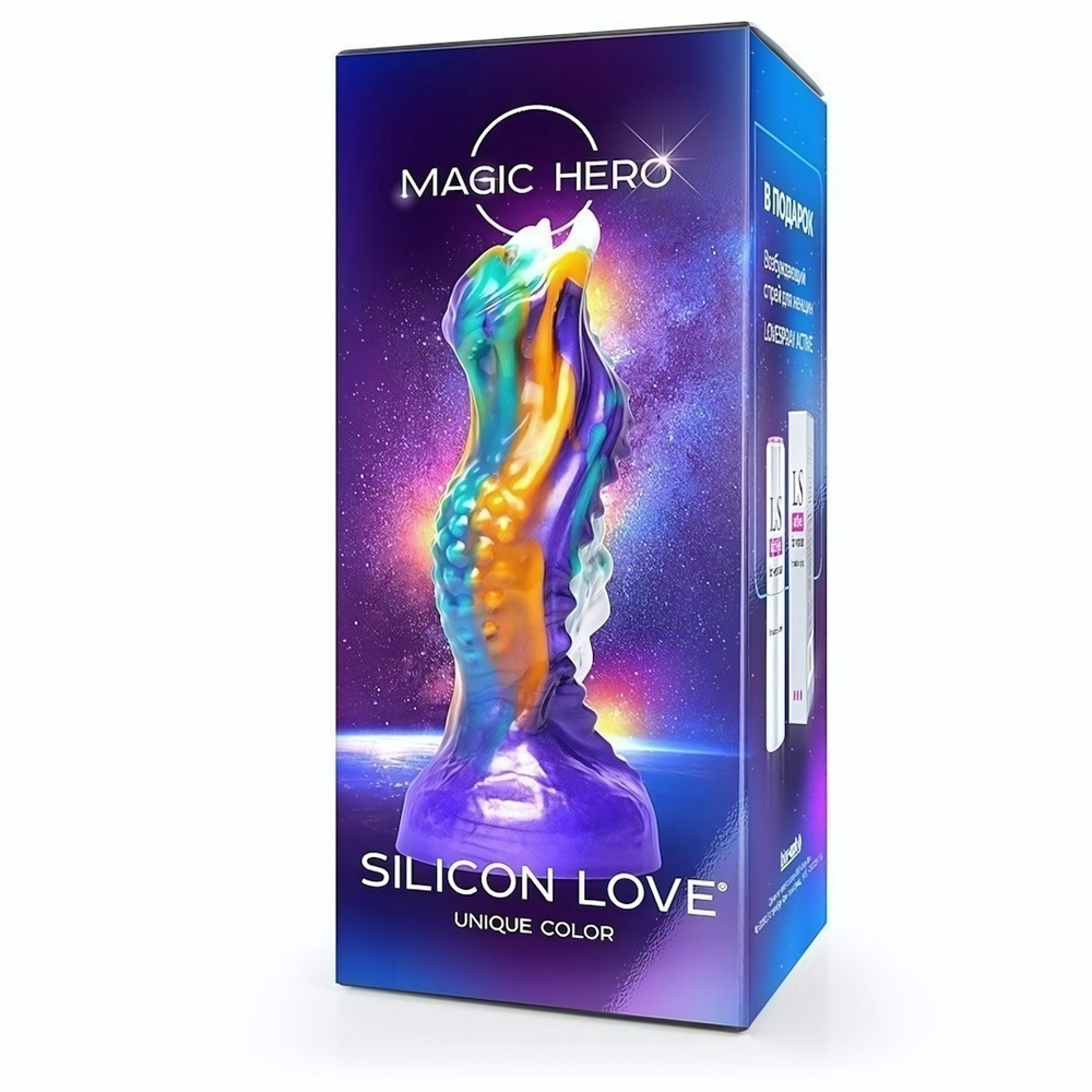 Яркий фантазийный фигурный фаллоимитатор - 22 см. (Цвет: разноцветный)