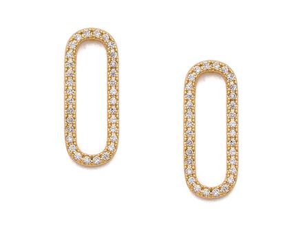 Серьги-гвоздики "Овал" 17,5мм, со стразами