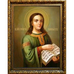 Геронтий Печерский, преподобный канонарх. Икона на холсте.