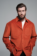 Рубашка из вельвета | terracotta