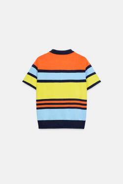 ZARA ТРИКОТАЖНОЕ ПОЛО В ПОЛОСКУ, РАЗНОЦВЕТНЫЙ
