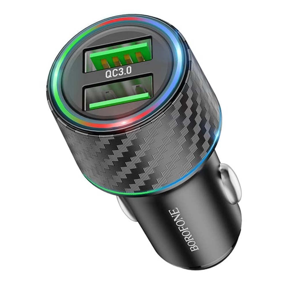Автомобильный адаптер питания BOROFONE BZ21A Brilliant 36W QC 3.0 (черный)