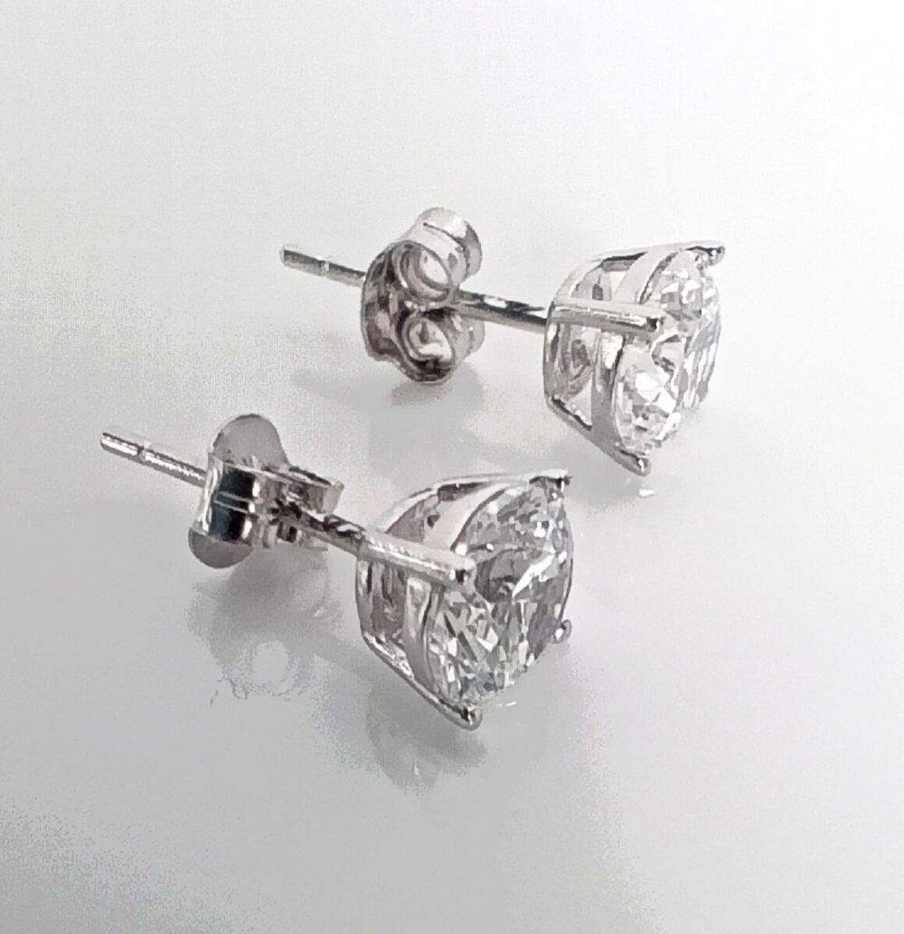 Серьги пусеты "Эстерелла", серебро 925, родированные, с фианитом/Ф