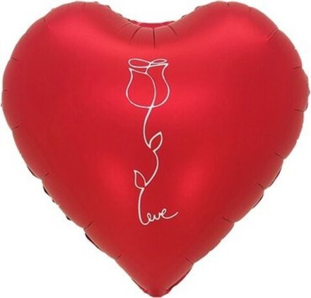 Сердце "Красный сатин с розой"