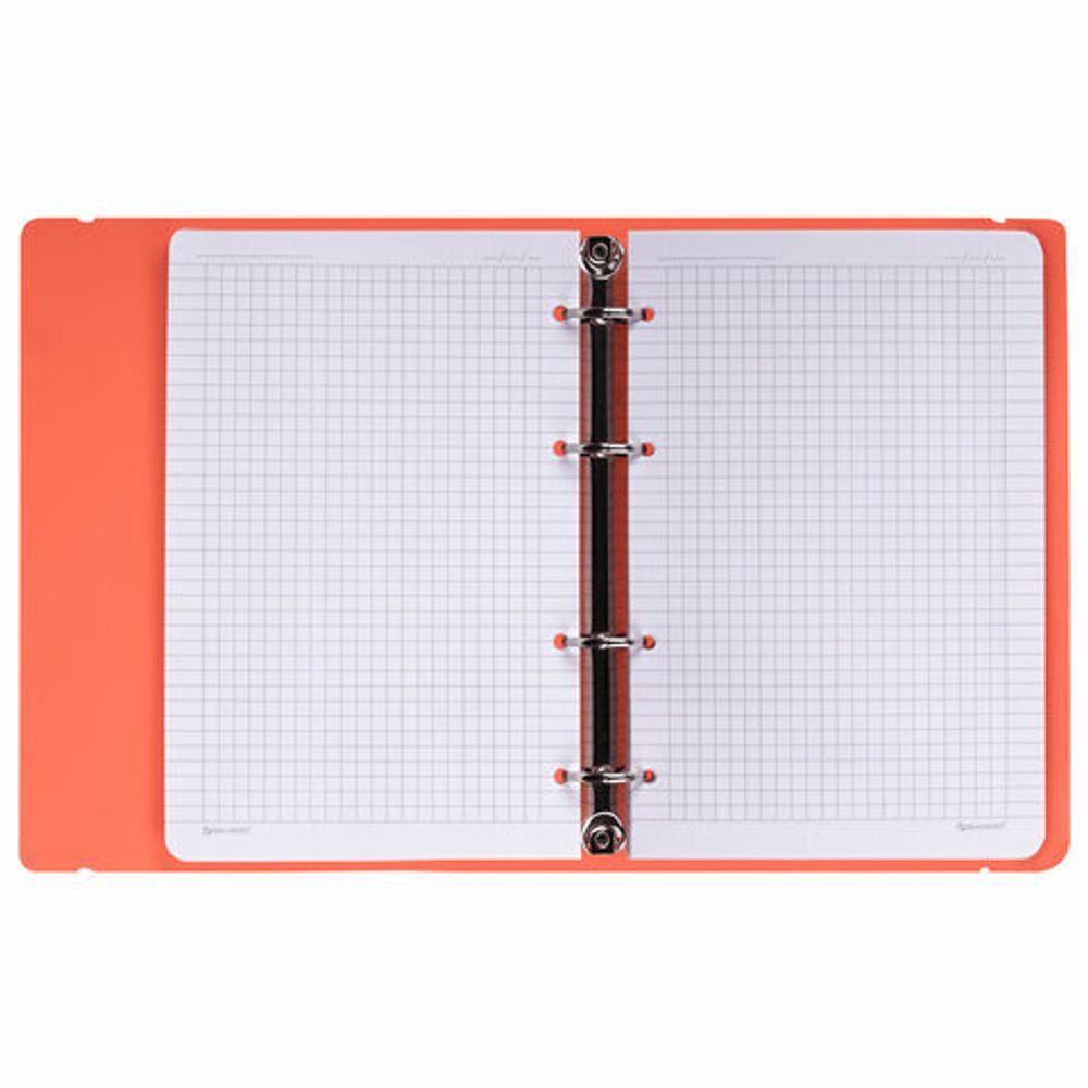 Тетрадь на кольцах А5 175х220 мм, 120 л., пластик, с резинкой, BRAUBERG, Коралловый, 404621