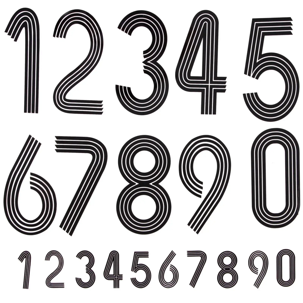 Термоаппликация Номер на футболку 003 (чёрный, большие цифры: 0-9, маленькие: 0-9)