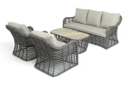 "Ницца" лаунж-зона из искусственного ротанга, цвет серый