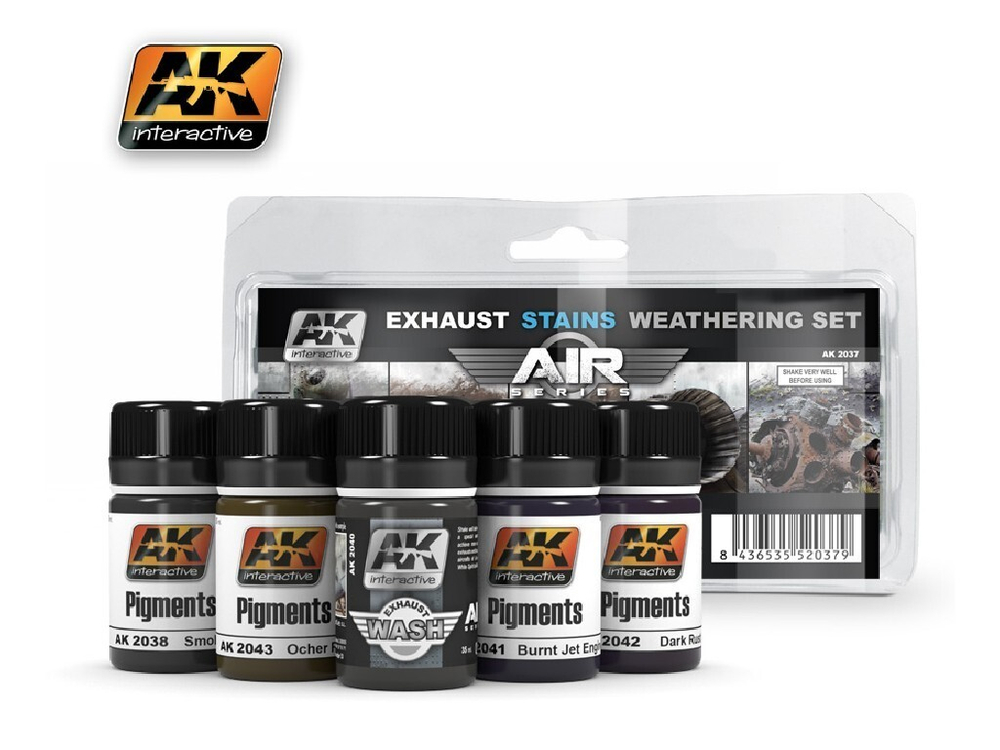 Набор красок AK interactive Exhaust Stains Weathering Set (Air Series)