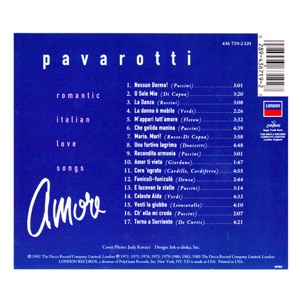 Luciano Pavarotti / Amore - Romantic Italian Love Songs (CD)