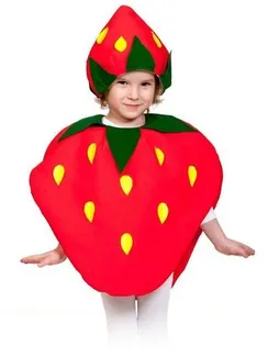 Карнавальный костюм "Клубничка", текстиль, шапочка, накидка, рост 98-128 см
