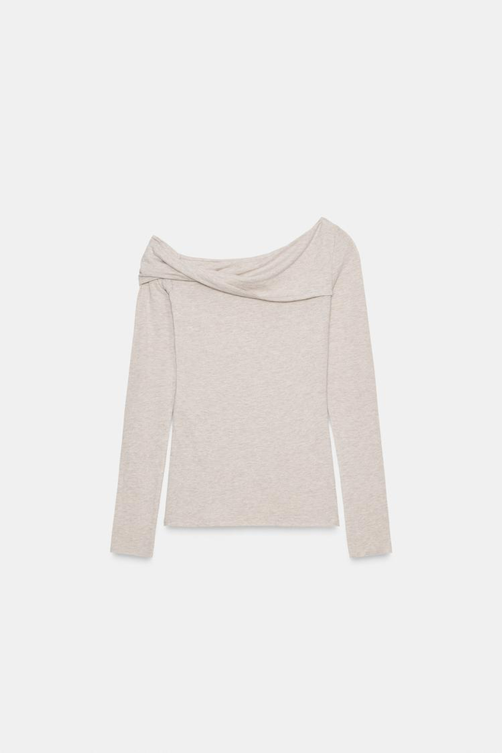 ZARA ТОП С АСИММЕТРИЧНЫМ ВЫРЕЗОМ, БЕЖЕВЫЙ МЕЛАНЖ