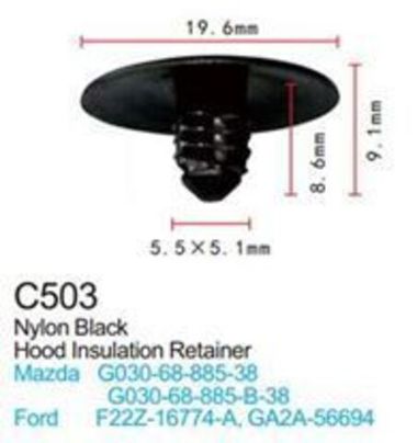 Клипса для крепления внутренней обшивки а/м Форд пластиковая (100шт/уп.) Forsage клипса C0503(Ford)