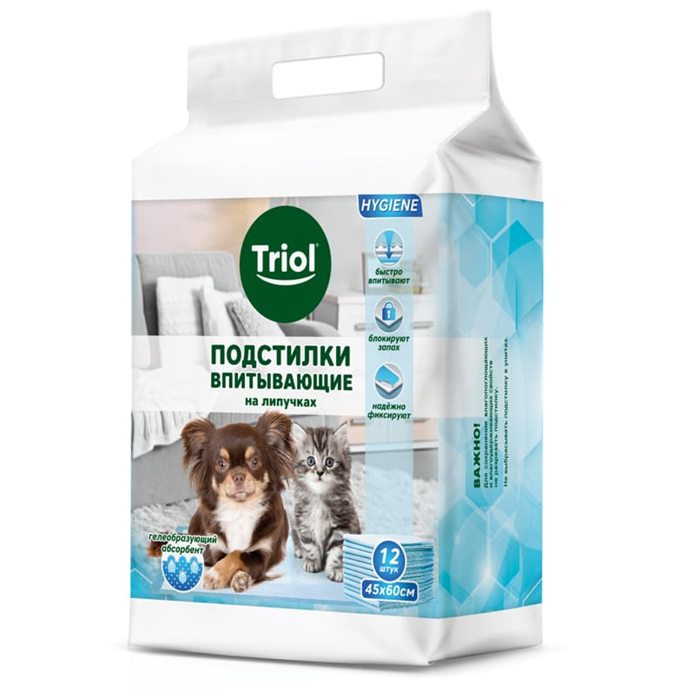 TRIOL Подстилки впитывающие на липучках 45*60 см (1шт)