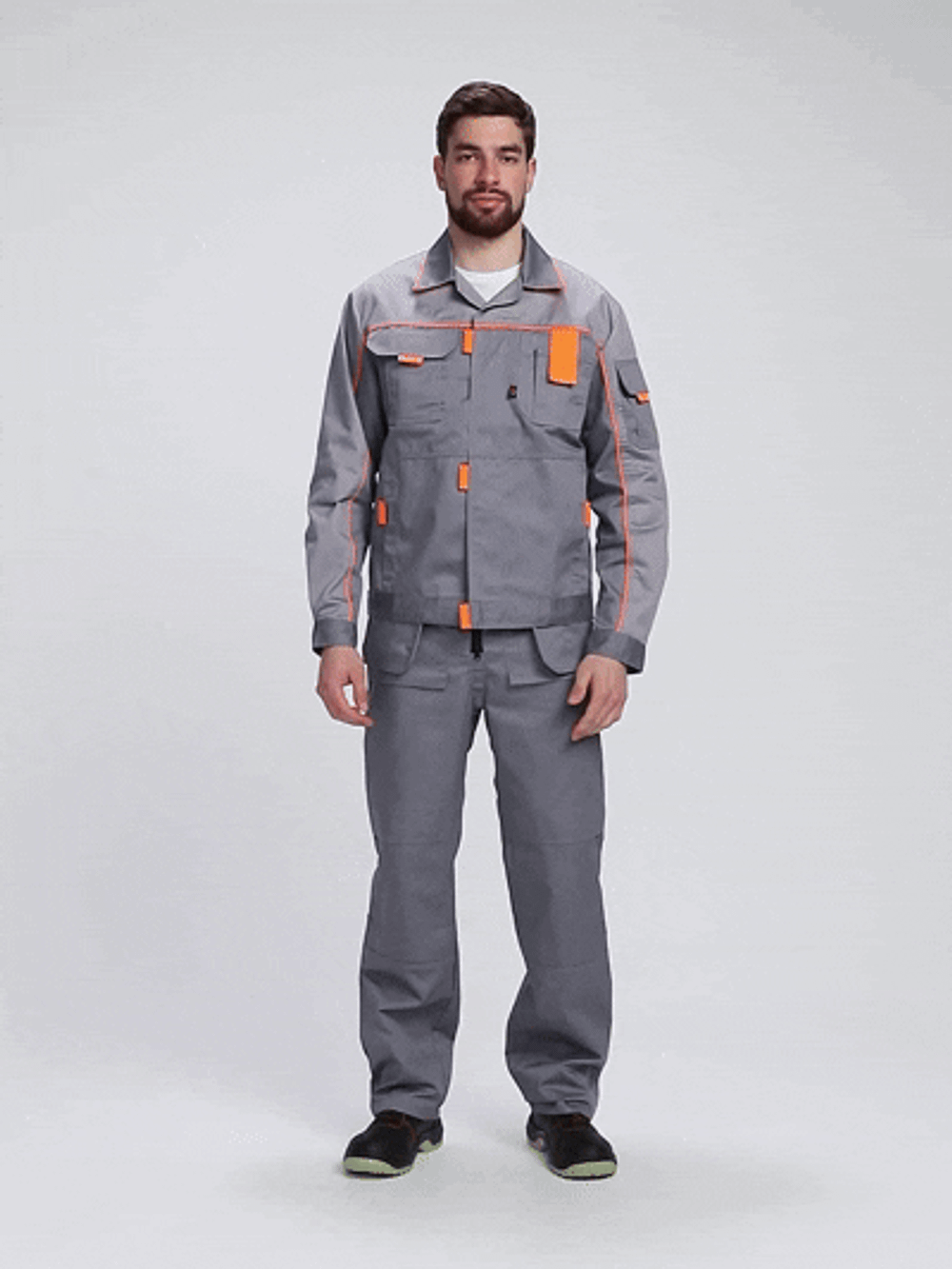 Костюм Драга-2 (тк.Смесовая МВО,240) п/к, серый/св.серый/оранжевый