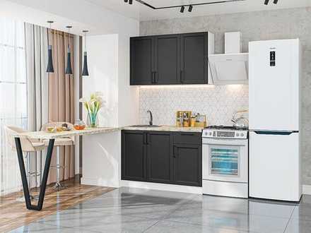 Прямая модульная кухня Сканди-05 Stormy Silkwood - Белый 2140*1200*600